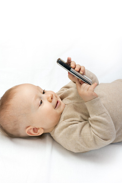 Little boy with mobile phone - Zdjęcie, obraz