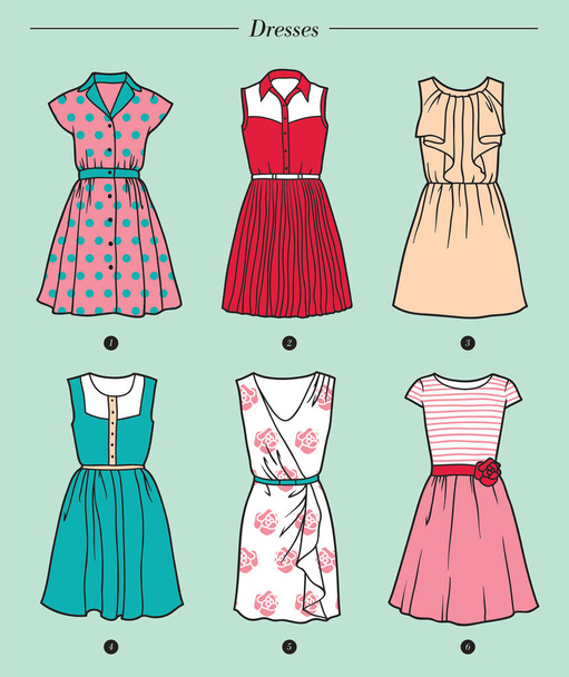 dresses_color_green_background - Vector, Image