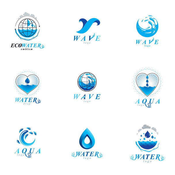 Meereswellen-Spritzvektor-Symbol. Wasser ist Lebensthema. Umwelt  - Vektor, Bild