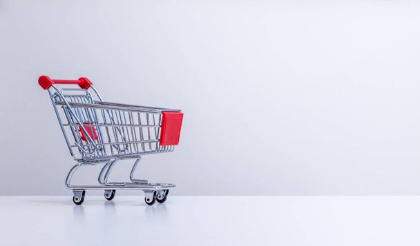 Sale: Shopping cart with copy space, grey  - Foto, Imagen