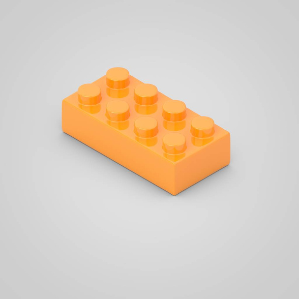 ladrillo bloque de construcción de juguete naranja para niños. 3d renderizado aislado sobre fondo blanco
. - Foto, imagen