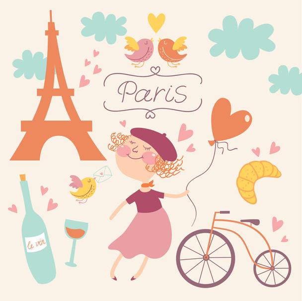 In love with Paris vector set - Vector, Image