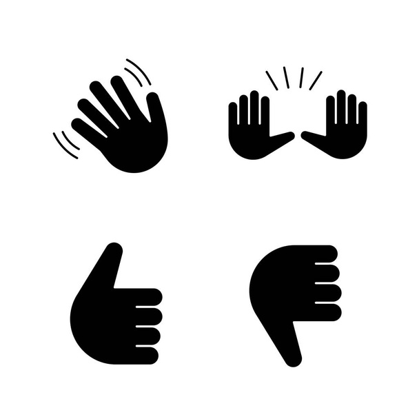 conjunto de mãos gestos emoji no fundo branco
 - Vetor, Imagem
