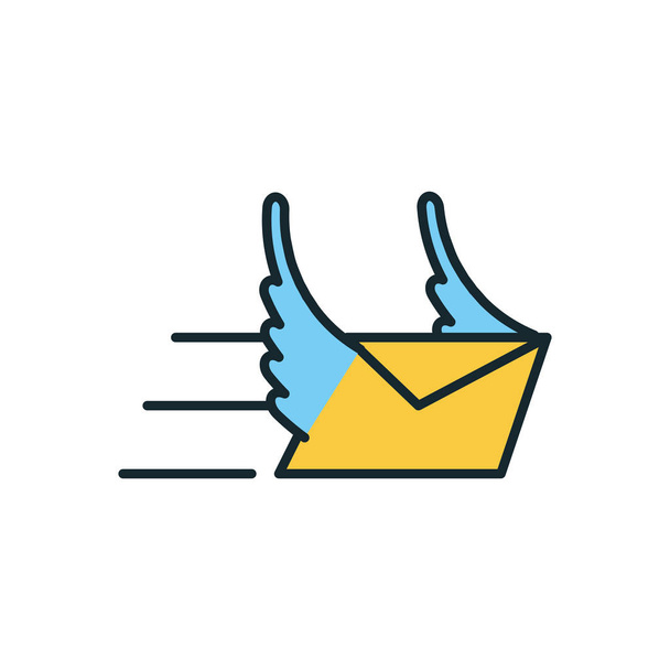 envelope mail with wings icon - Vector, Image