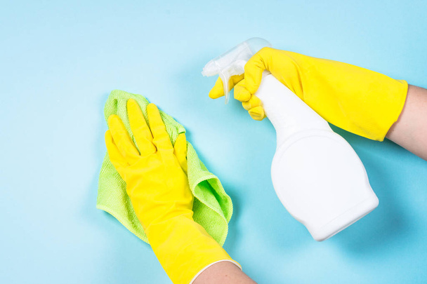 Cleaning concept on blue background. - Photo, Image
