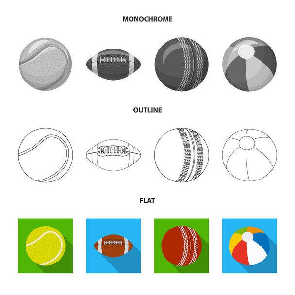 Vector illustration of sport and ball sign. Set of sport and athletic stock symbol for web. - Vector, Image