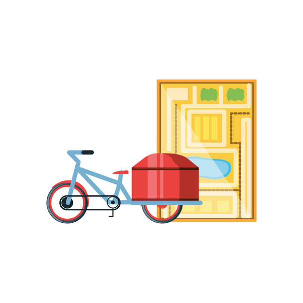 велосипед для логістичного обслуговування з картографічним путівником
 - Вектор, зображення
