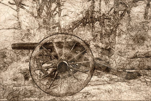 Bosquejo de un cañón de guerra civil estadounidense
 - Foto, Imagen