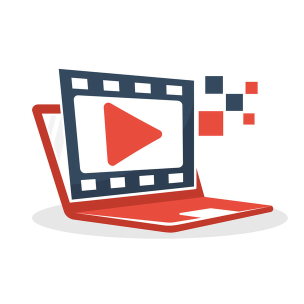 Vector illustration icon with the concept of online service access for streaming movies - Vector, Image