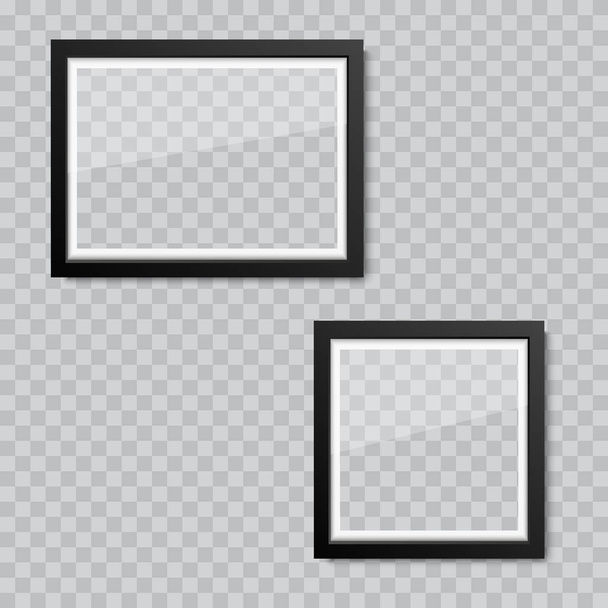 Realistic blank glass picture or photograph frame. Vector. - Vector, Image