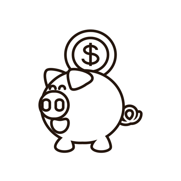 saving piggy with money coin - Vector, Image