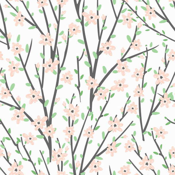 Vector floral pattern with flowers and branches. - Vektör, Görsel