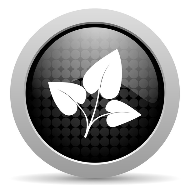 eco black circle web glossy icon - Фото, изображение