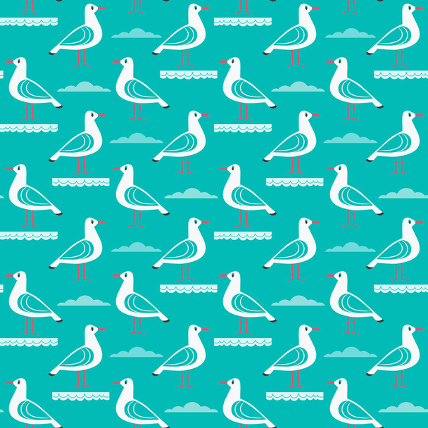 Hand drawn cute seagull seamless pattern - Vektor, kép