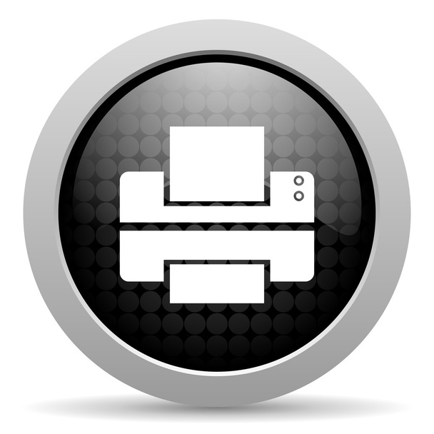 printer black circle web glossy icon - Photo, Image