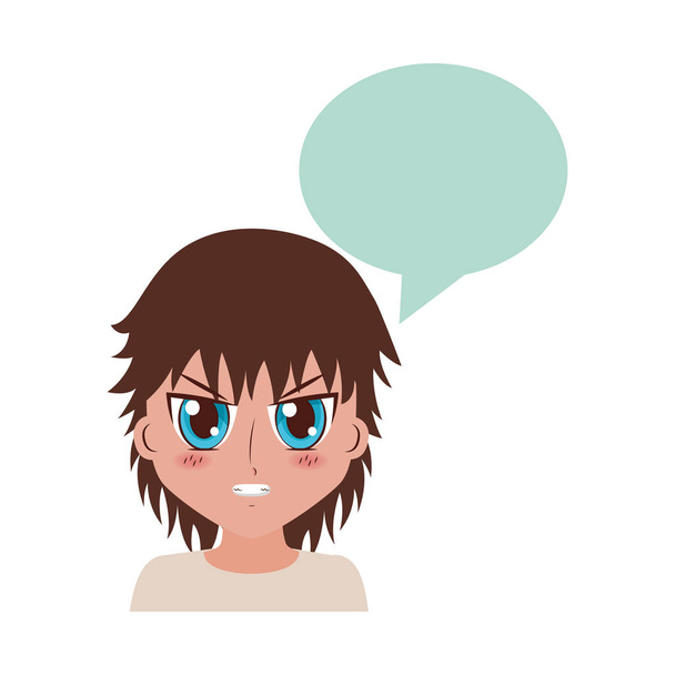 gezicht anime mensen - Vector, afbeelding