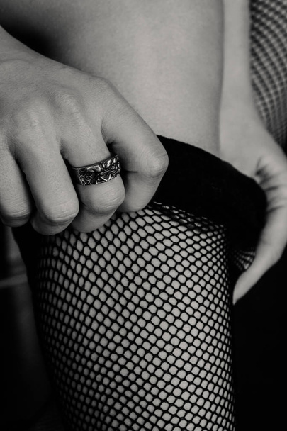 Woman wearing black stockings - Foto, Bild