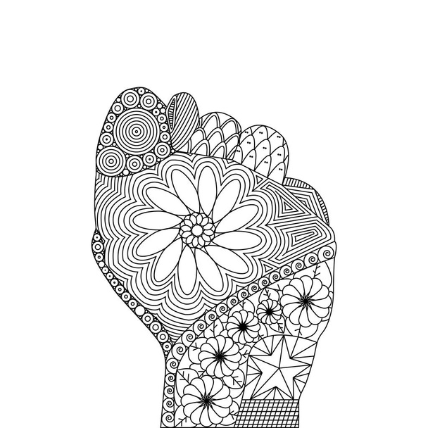 Illustration vectorielle du Zentangle du geste de la figue
 - Vecteur, image