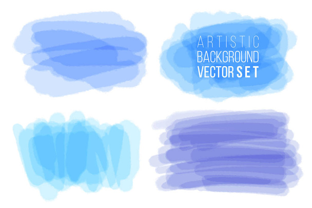 Vector set of hand drawn brush strokes in horizontal rectangular shape for backdrops. Colorful artistic hand drawn backgrounds. Watercolor look backdrop set. Hand drawn list, elements for design. - Vector, Image