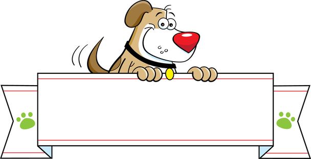Cartoon dog with a banner - Vector, Image