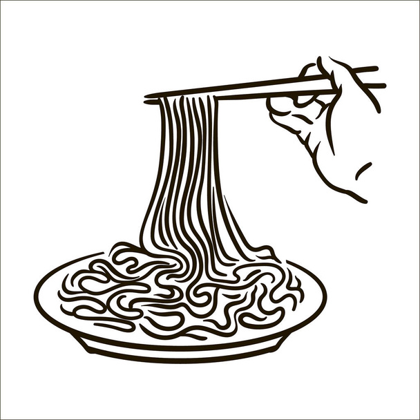Vector Noodles ilustración de boceto simple sobre fondo blanco
 - Vector, imagen