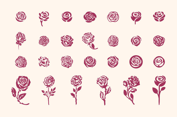 明るい背景のベクトル手描きバラのシンボル簡単なスケッチ図 - ベクター画像