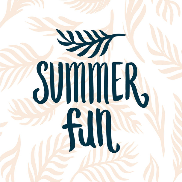 Vector hand drawn Summer time quote lettering illustration with tropical elements - ベクター画像