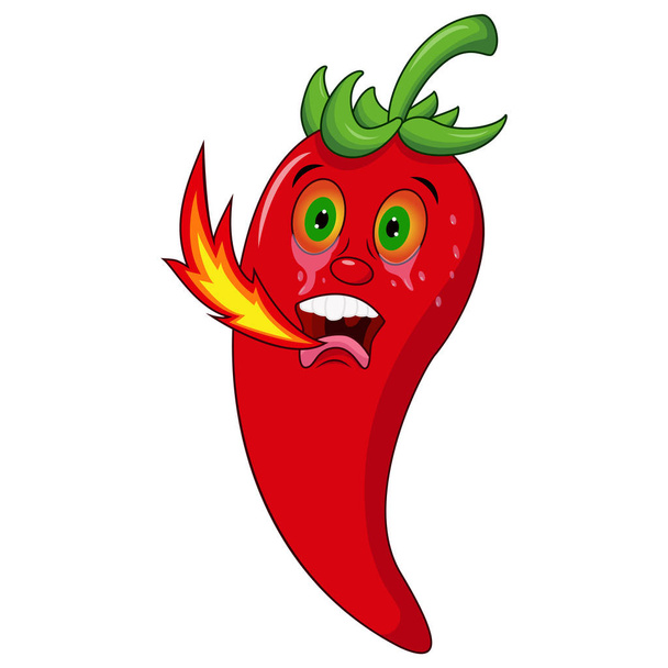 Chili Cartoon Character Breathing Fire - Διάνυσμα, εικόνα