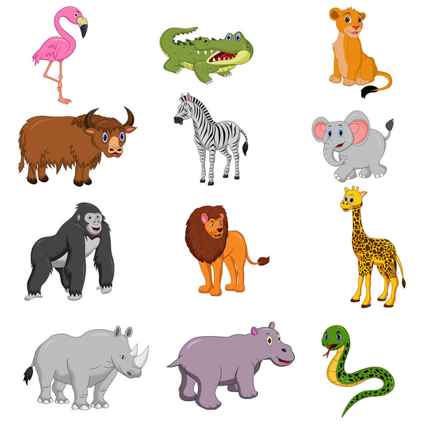 アフリカの動物漫画のセット - ベクター画像