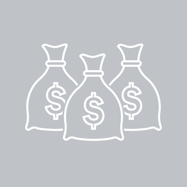 Money bag flat icon on gray background - Vector, Image