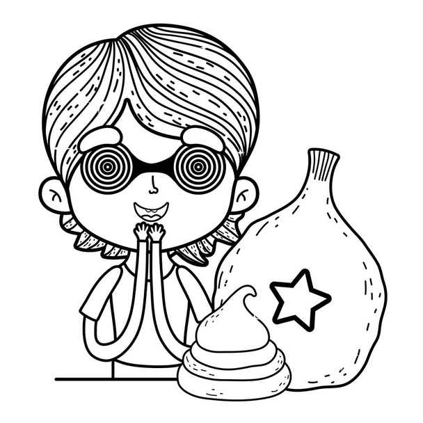 маленький мальчик в спиральных очках День дураков праздник
 - Вектор,изображение