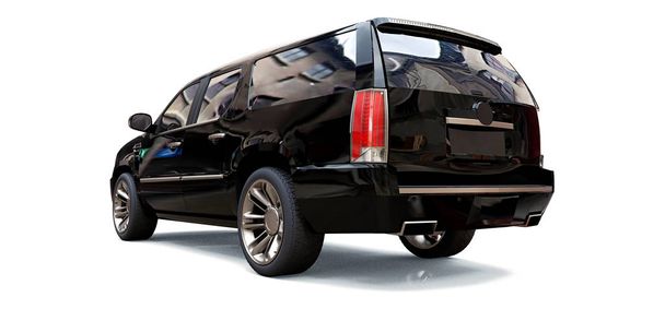 großer schwarzer Premium-Geländewagen auf weißem Hintergrund. 3D-Illustration. - Foto, Bild