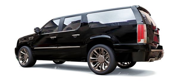 Gran SUV premium negro sobre un fondo blanco. ilustración 3d
. - Foto, Imagen