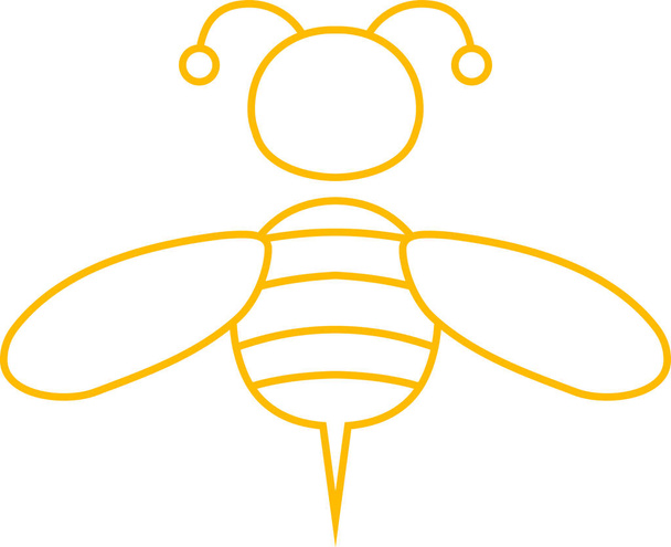 Keltainen söpö mehiläinen ääriviivat
 - Vektori, kuva