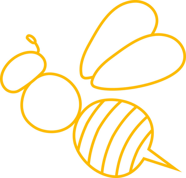 Yellow Cute bee outline - Vector, Image