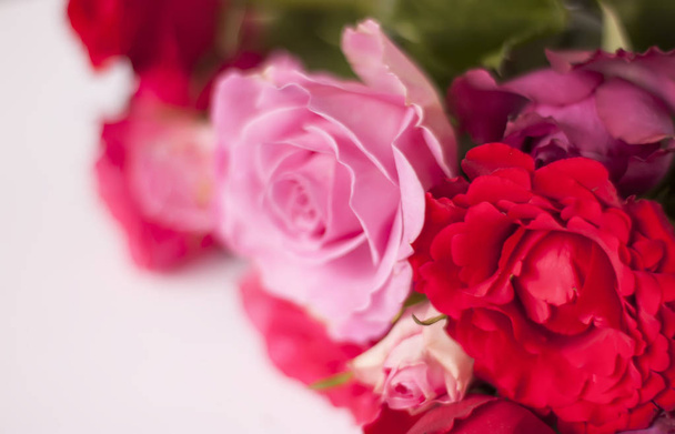 Krásná kytice růžové a červené růže květiny - Fotografie, Obrázek