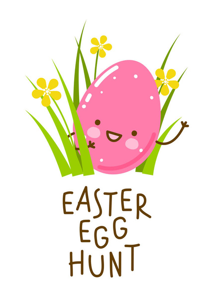 Tarjeta de felicitación de Pascua con huevo feliz aislado sobre fondo blanco
 - Vector, Imagen