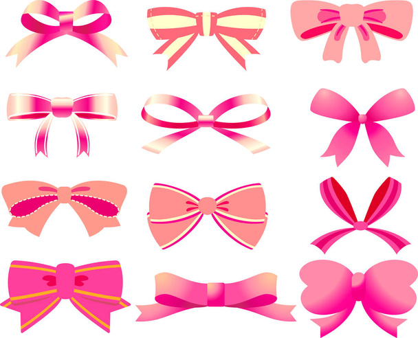 Розовая лента в форме набора бабочек
 - Вектор,изображение