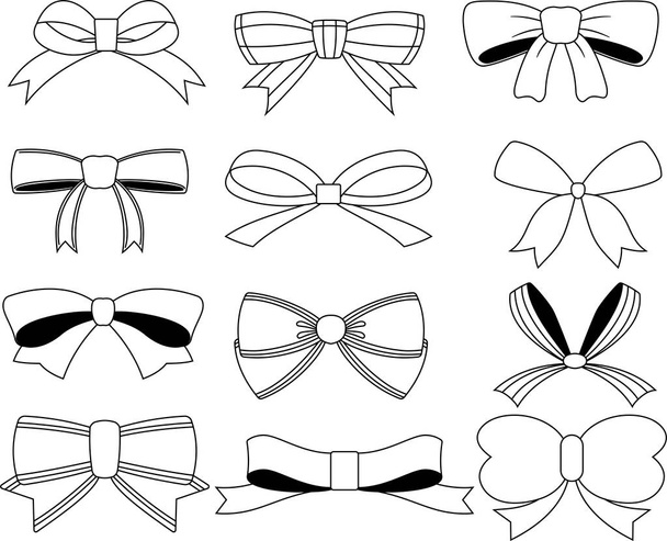 ribbon shaped like a butterfly outline set - Vector, Image