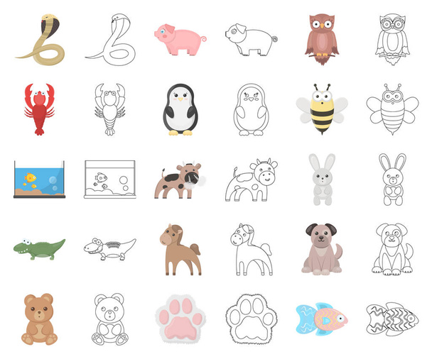 An unrealistic cartoon, outline animal icons in set collection for design. Векторные символы игрушек
. - Вектор,изображение