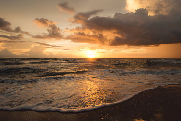 Sunset on the beach with beautiful sky . Sunrise on the beach . - Foto, Imagem