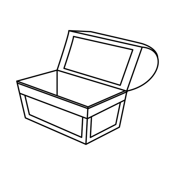 περίγραμμα Ανοίξτε θησαυρός κουτί ξύλινο μπαούλο - Διάνυσμα, εικόνα