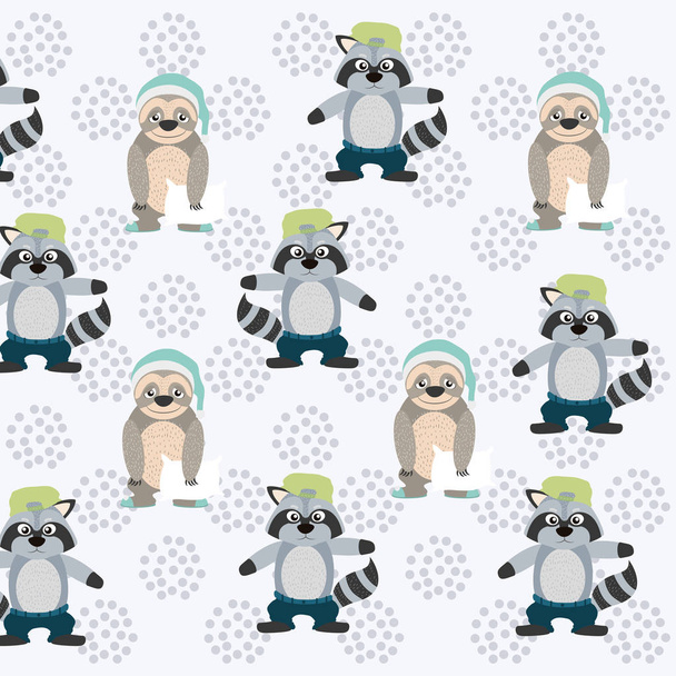Cute and funny animals background pattern - Vector, Image