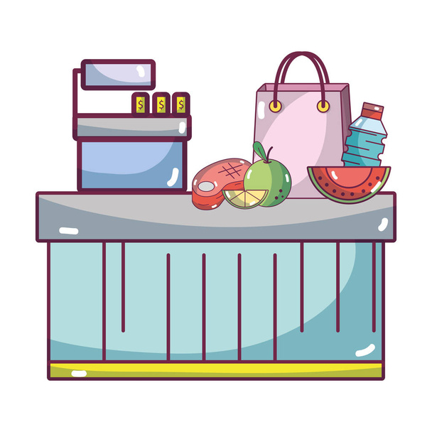 caja registradora de supermercado de dibujos animados
 - Vector, imagen