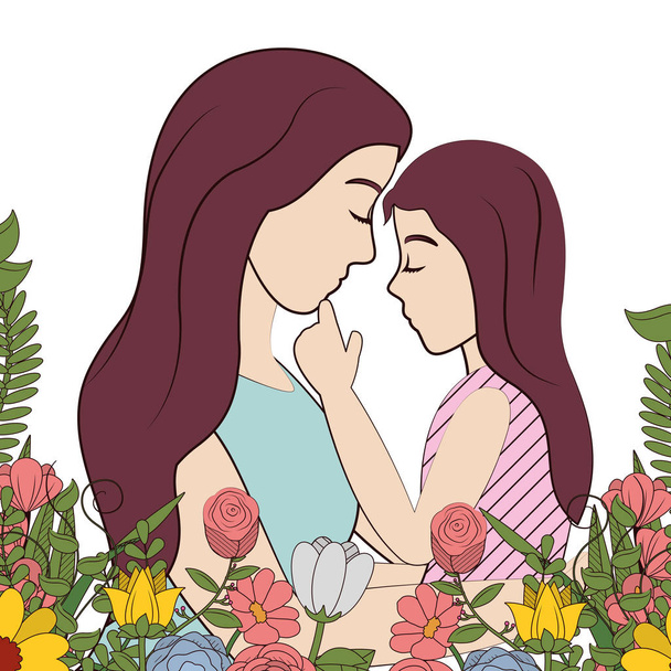 Happy mother card with beautiful drawing - Vector, imagen