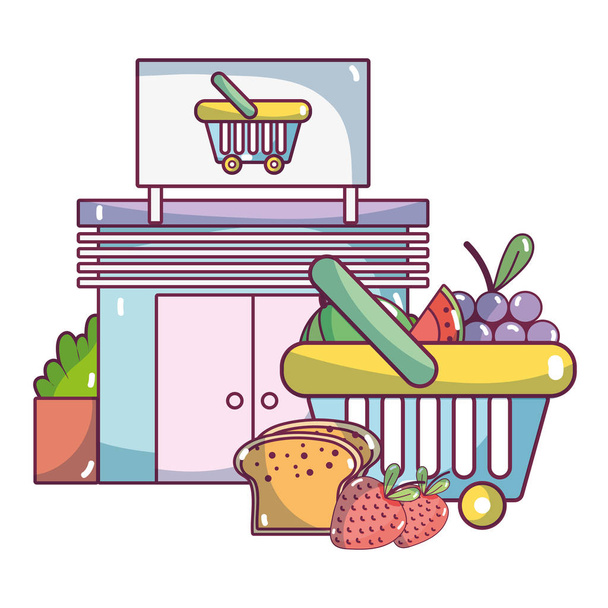 Supermarkt Lebensmittel Karikatur - Vektor, Bild