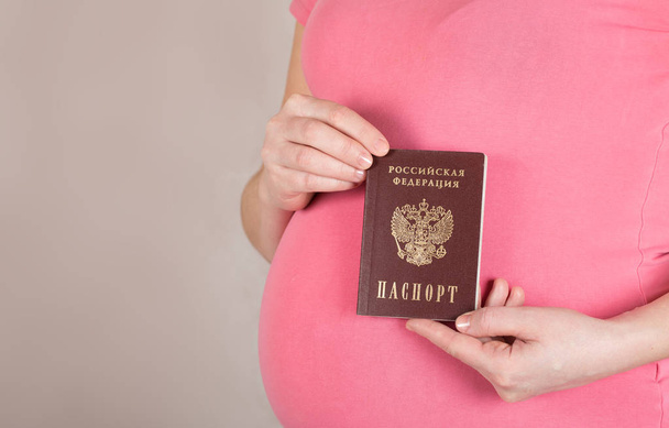 Mladí těhotná mezi 30 a 35 let stará žena udržuje její Russi - Fotografie, Obrázek