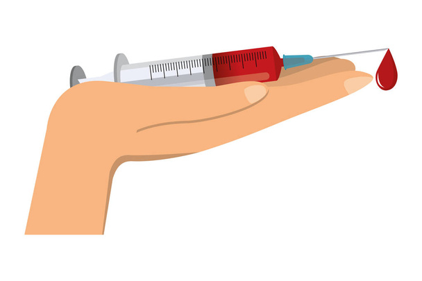 Isolated blood injection and hand design - Vector, Image