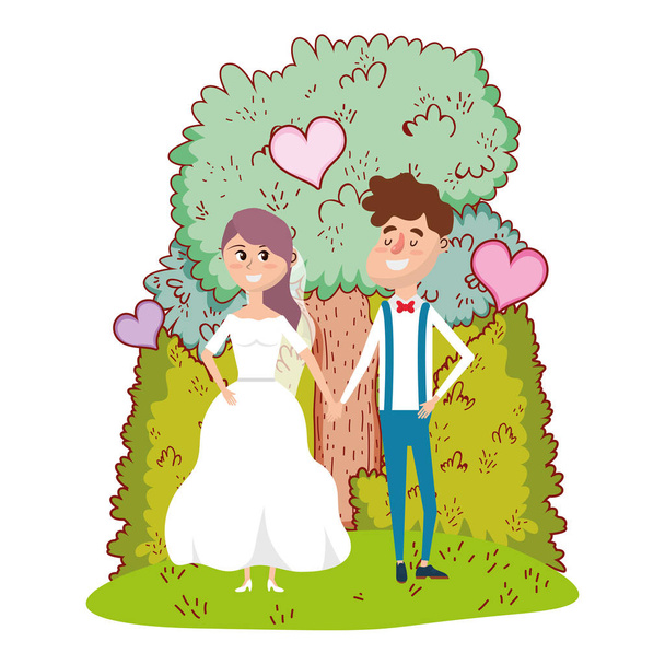 結婚式の肖像画の漫画 - ベクター画像