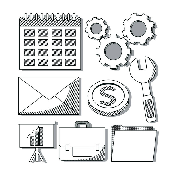 Conjunto de elementos de oficina y de negocio
 - Vector, Imagen